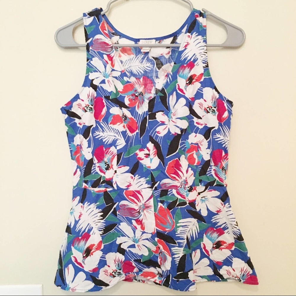 Floral Scoop Neck Tank Top - Blue Floral